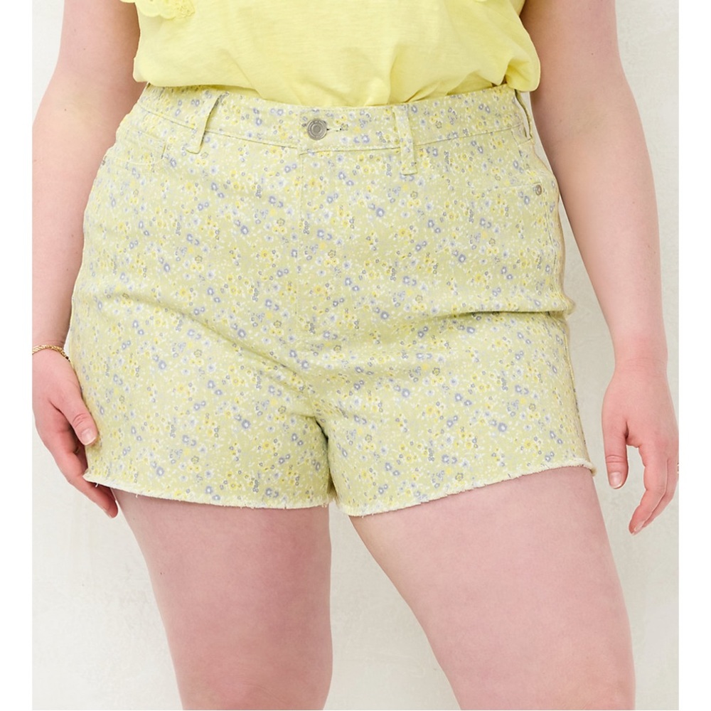 NWT LC Lauren Conrad High-Waisted Cut Off Shorts Green Floral Plus Size 20W